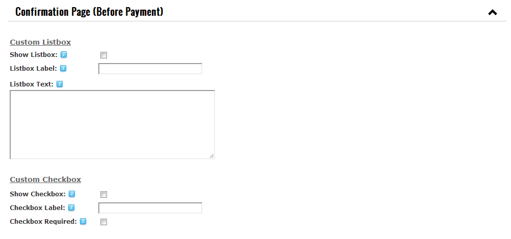 Confirmation Page Before Payment Setup