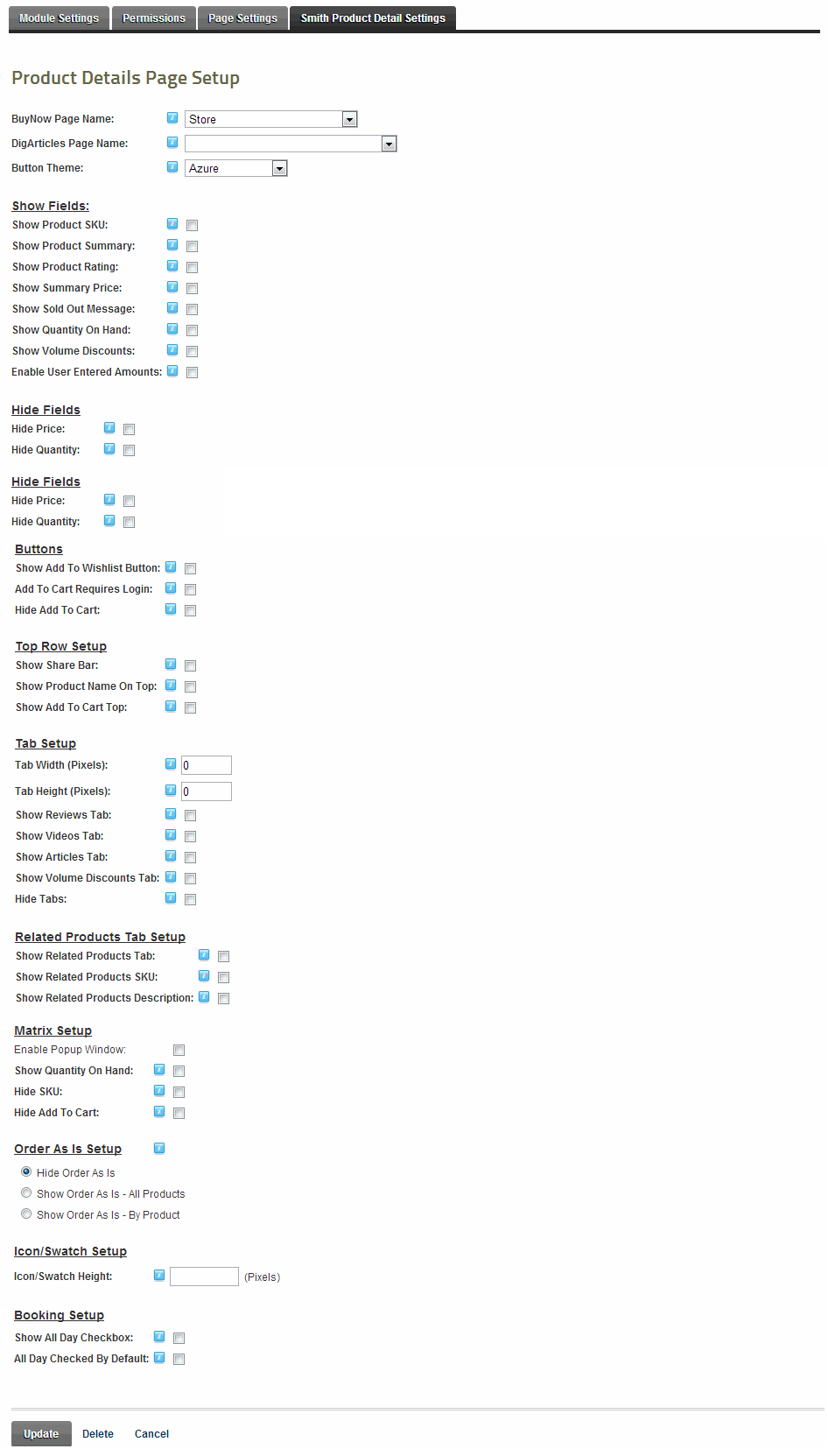 Product Detail Module Setup