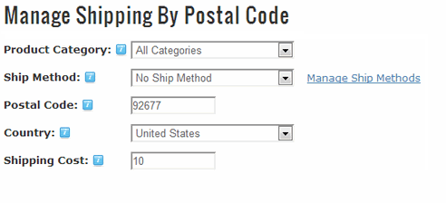 Cart Shipping by Postal Code and Zip Code