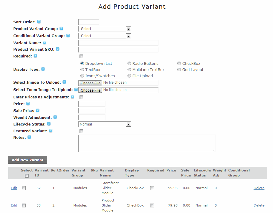 Product Variants