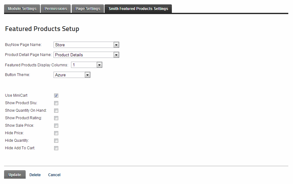 Featured Products Module Settings