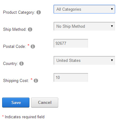 Cart Shipping by Postal Code and Zip Code