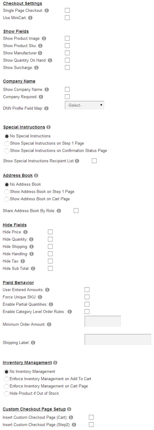 DNN Cart Setup