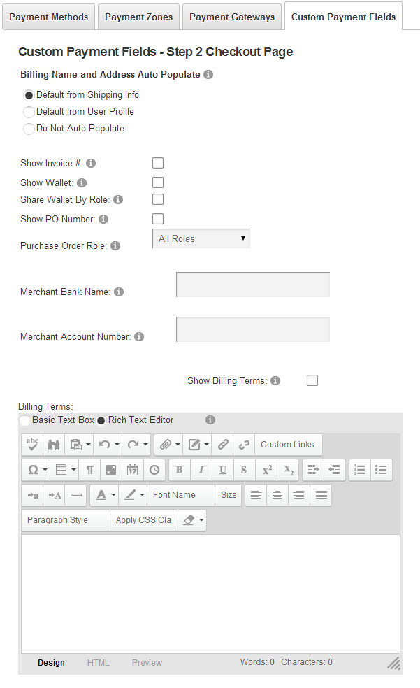 Custom Payment Fields Setup