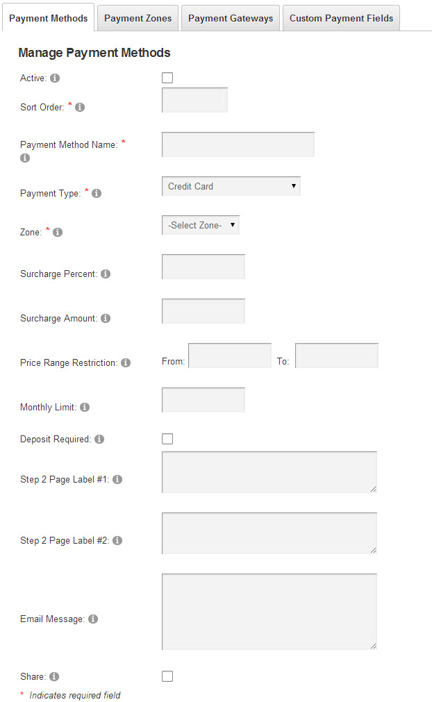 Payment Methods Setup